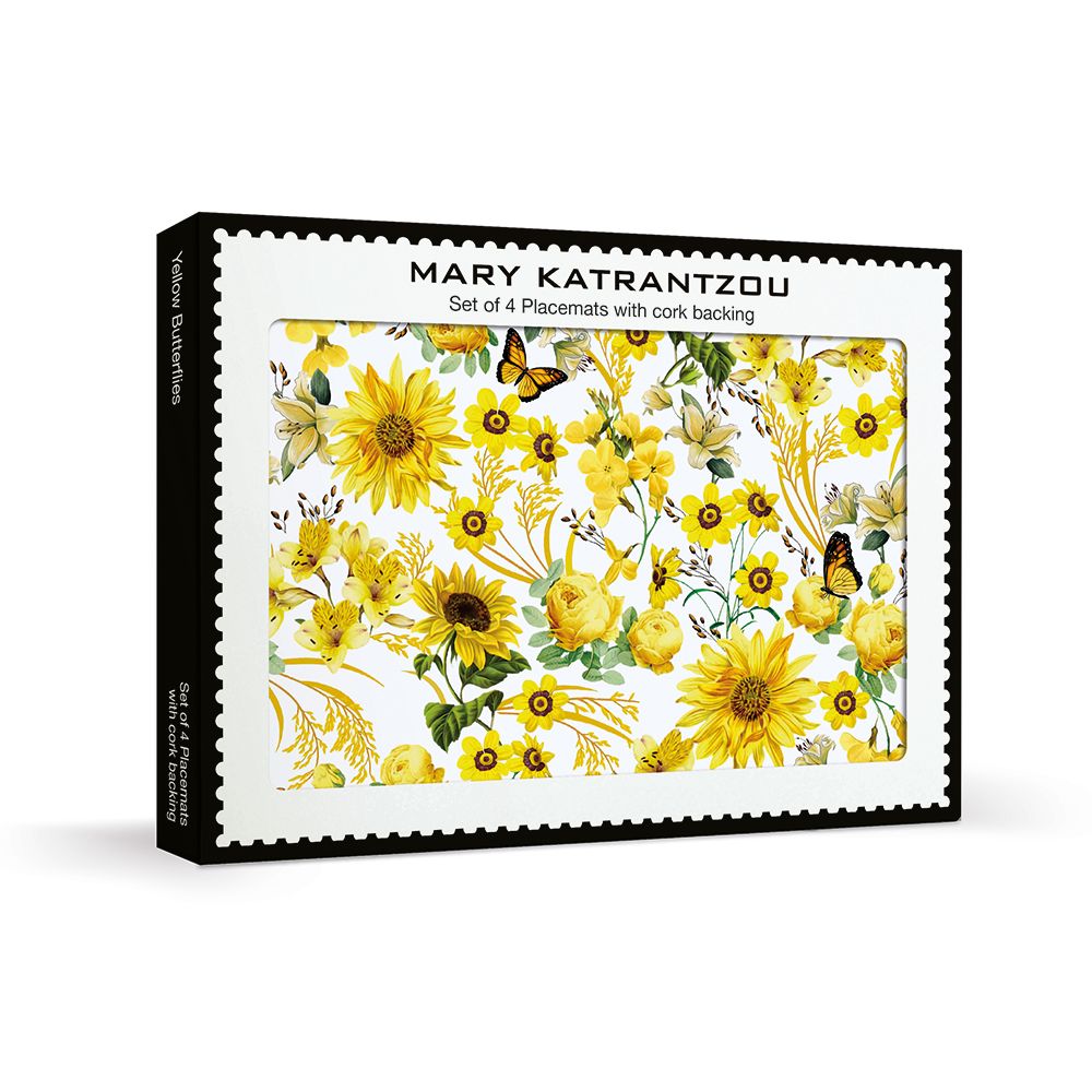 Museums & Galleries Mary Katrantzou PMP 020 Yellow Butterflies Set of 4 Placemats