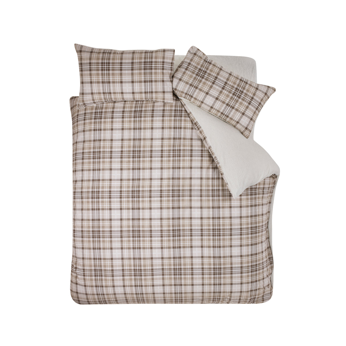 Catherine Lansfield Cosy Sherpa Check Duvet Set