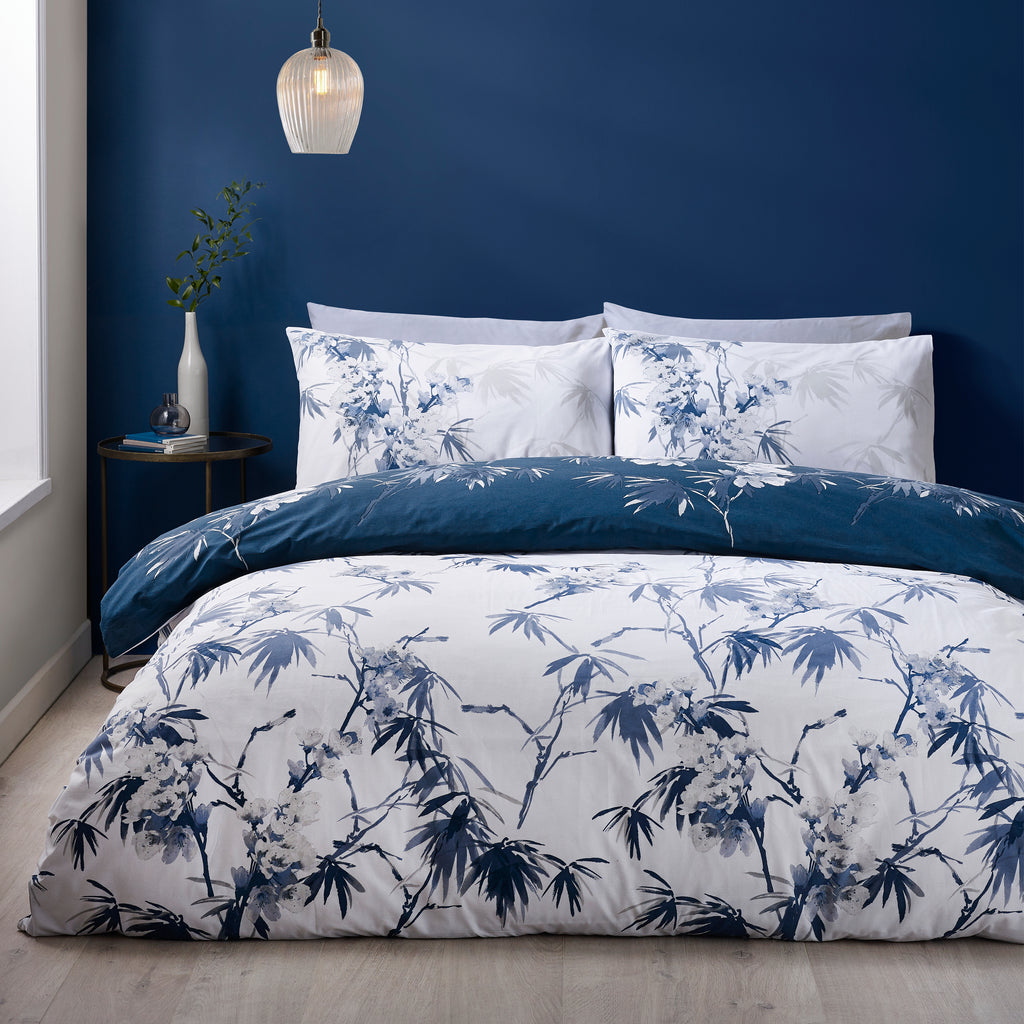 Catherine Lansfield Kyoto Floral Blue Duvet Set