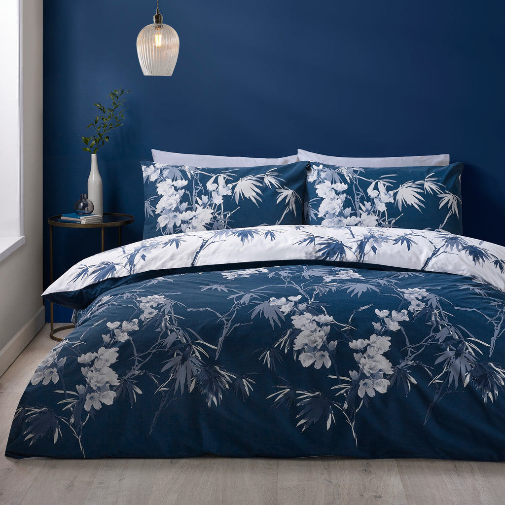 Catherine Lansfield Kyoto Floral Blue Duvet Set