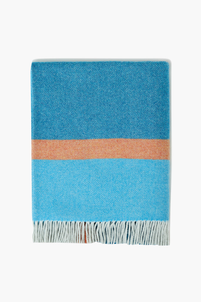 Foxford 4397/B2 Lambswool Oisin Blue & Orange 140cm x 180cm Throw
