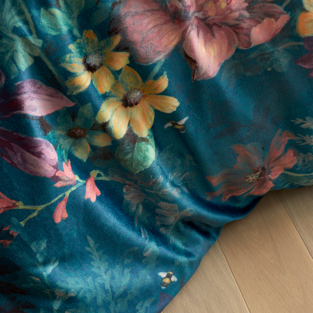 Bridgerton Romantic Floral Teal Duvet Set