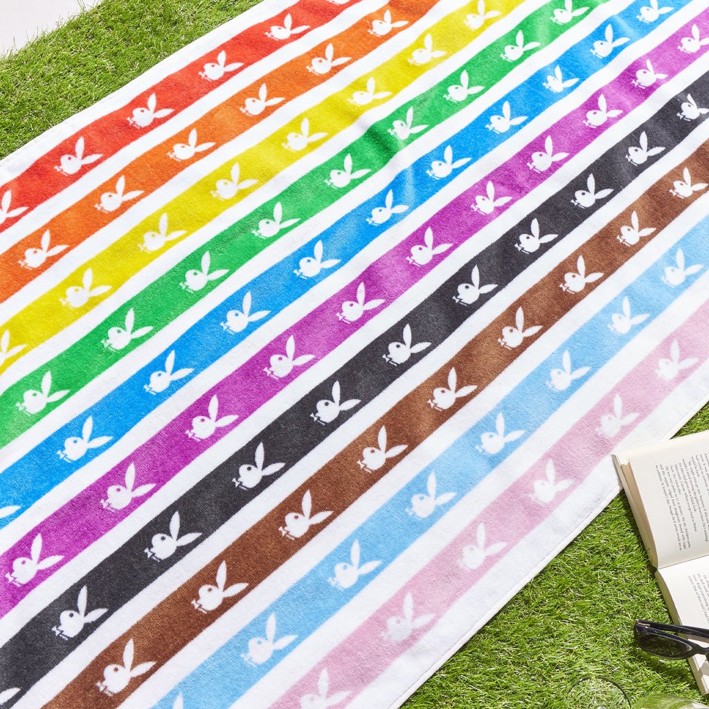 Playboy Rainbow Bunny Bright 76cm x 160cm Beach Towel