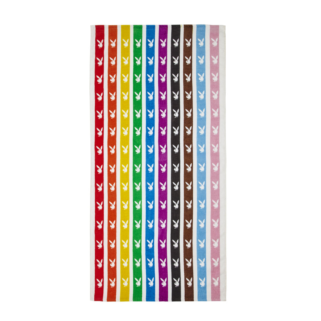 Playboy Rainbow Bunny Bright 76cm x 160cm Beach Towel