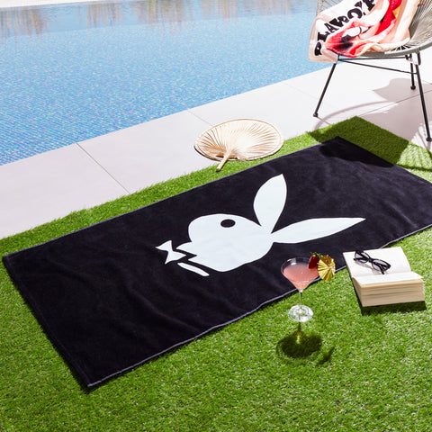 Playboy Classic Bunny Black/White 76cm x 160cm Beach Towel