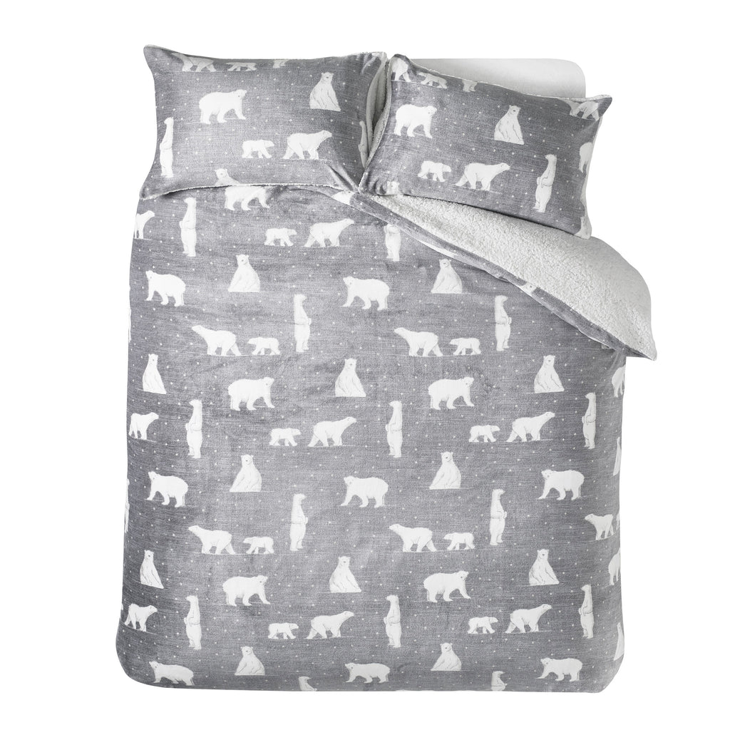 Catherine Lansfield Cosy Polar Bear Grey Duvet Set