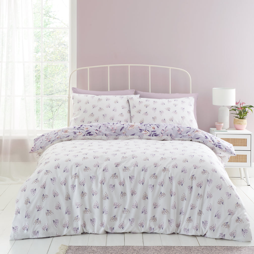 Catherine Lansfield Isadora Floral Lilac Duvet Set