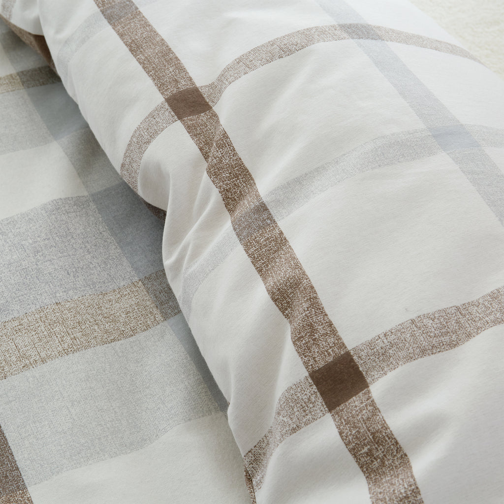 Catherine Lansfield Brushed Check Natural 100% Brushed Cotton Duvet Set