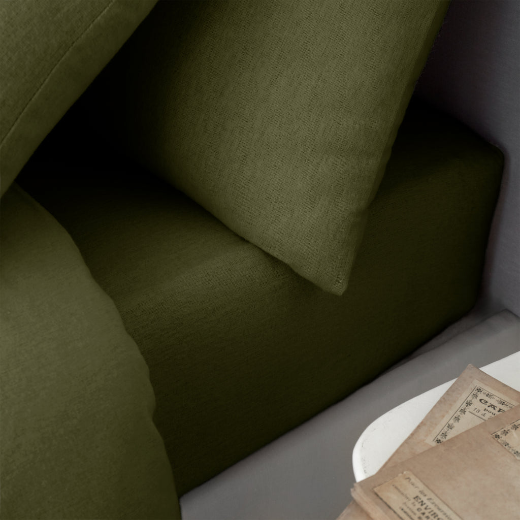 Catherine Lansfield 100% Cotton Brushed Cotton 165gsm Green Sheets