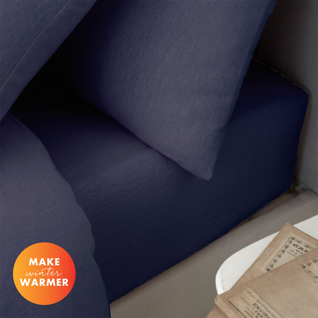 Catherine Lansfield 100% Cotton Brushed Cotton 165gsm Navy Sheets