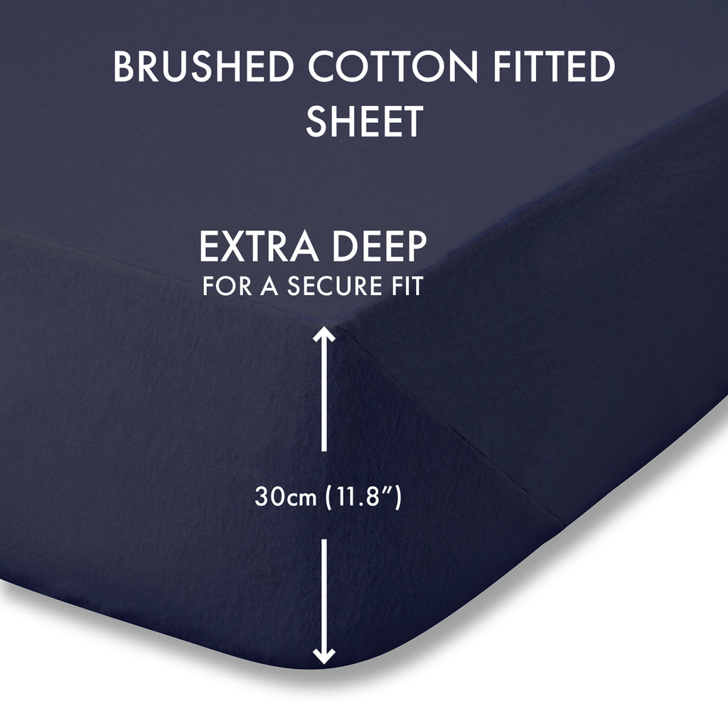 Catherine Lansfield 100% Cotton Brushed Cotton 165gsm Navy Sheets