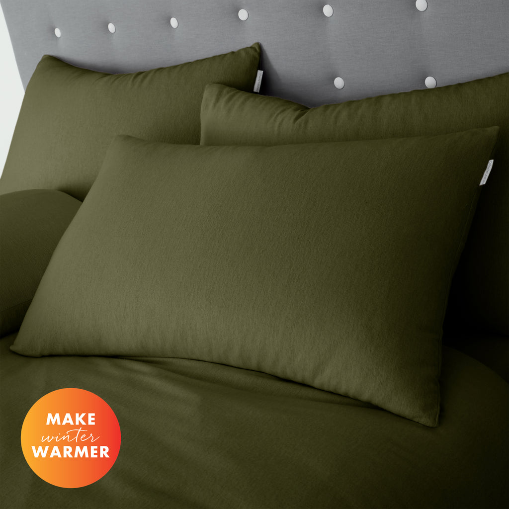 Catherine Lansfield 100% Cotton Brushed Cotton 165gsm Green Sheets