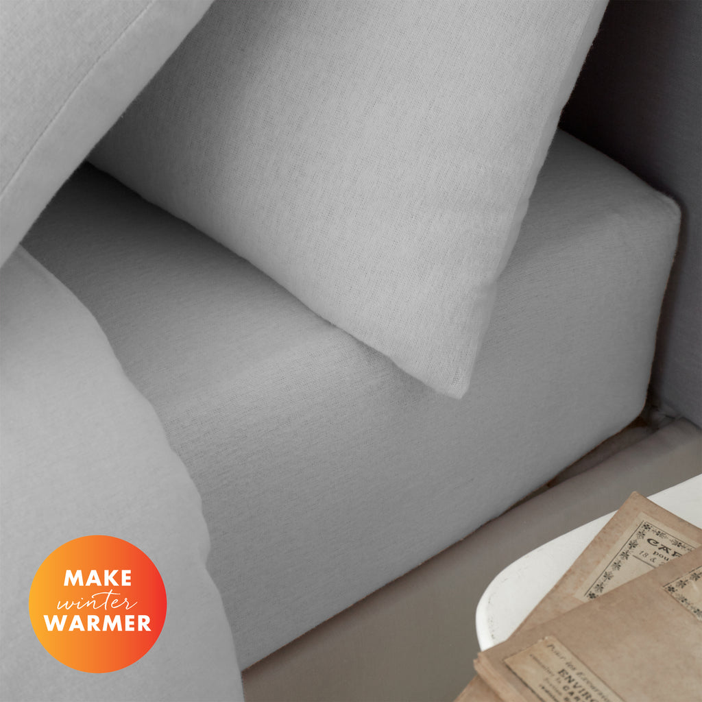 Catherine Lansfield 100% Cotton Brushed Cotton 165gsm Grey Sheets