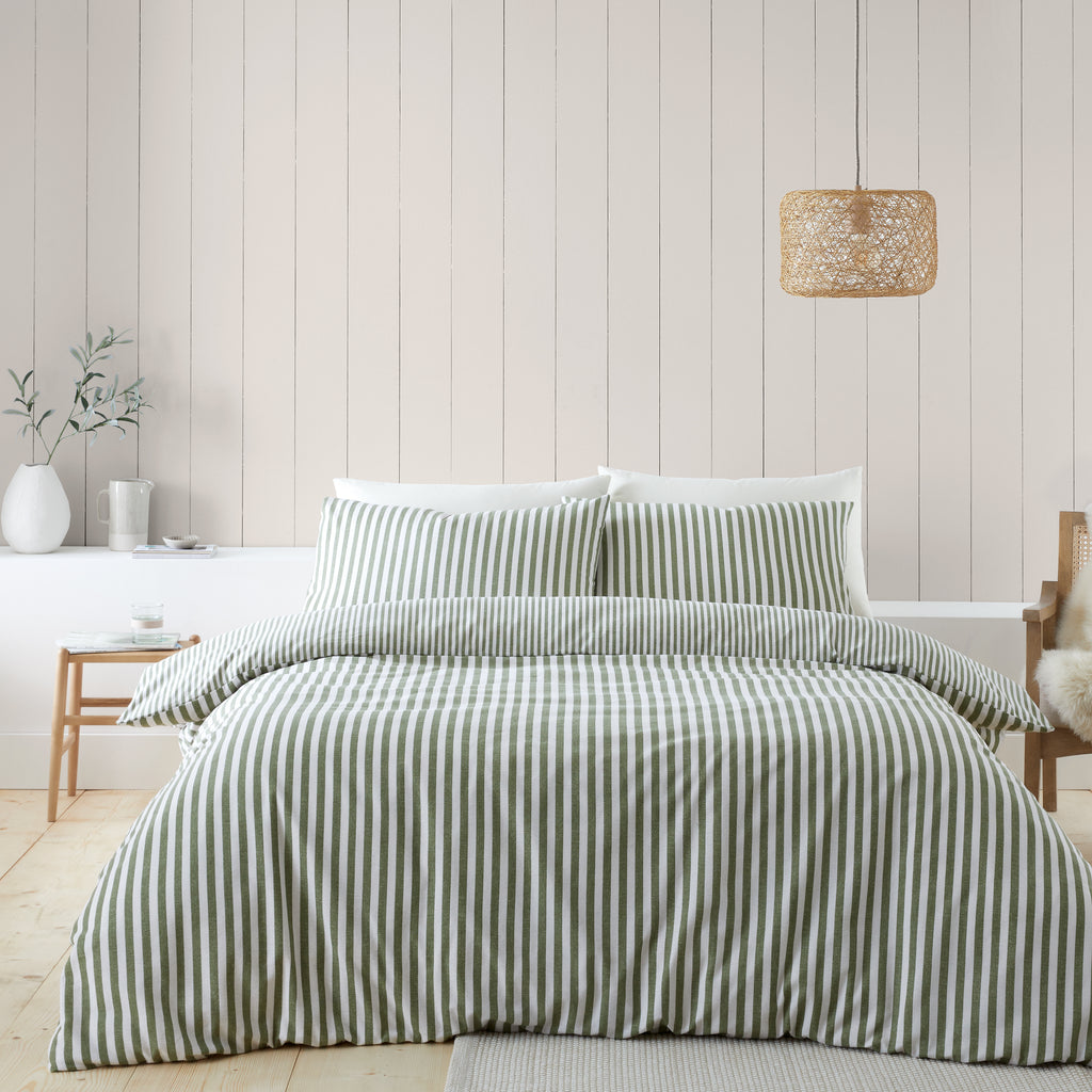 Catherine Lansfield Stripe 100% Brushed Cotton Duvet Set