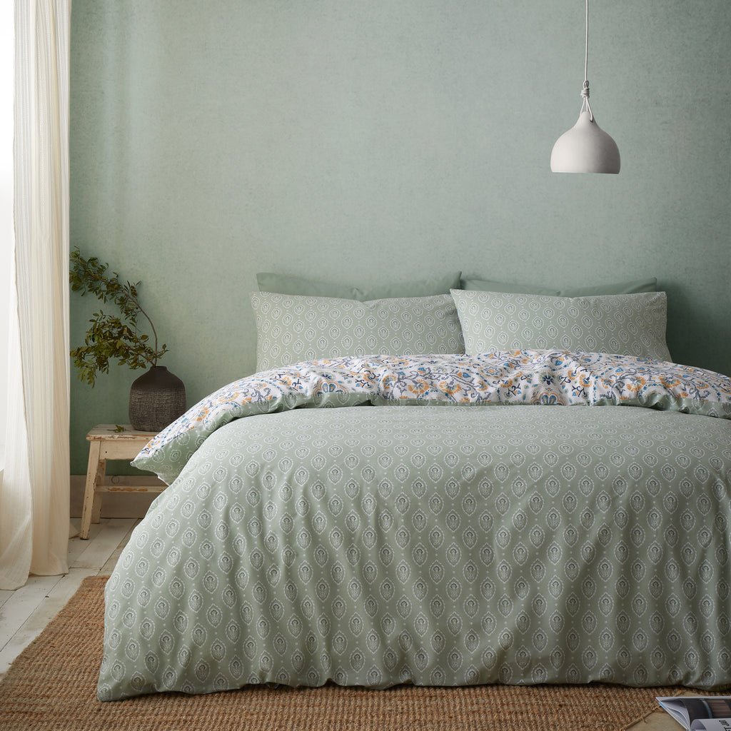 Pineapple Elephant Safiya Mandala Green Duvet Set