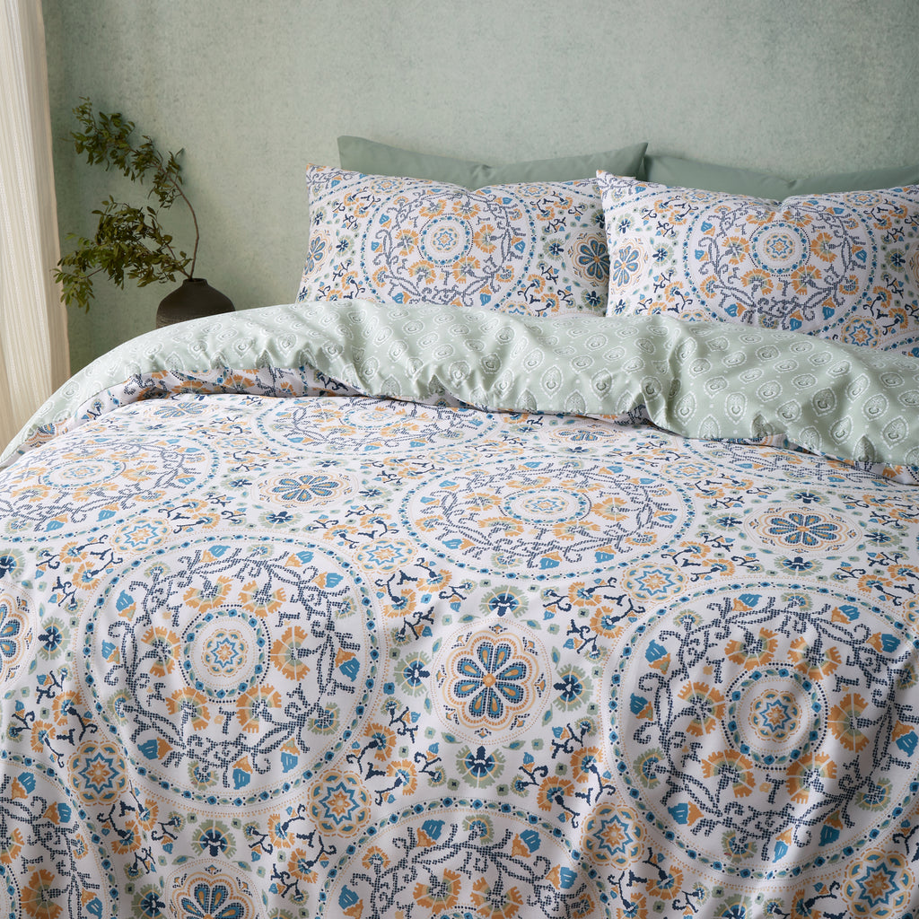 Pineapple Elephant Safiya Mandala Green Duvet Set