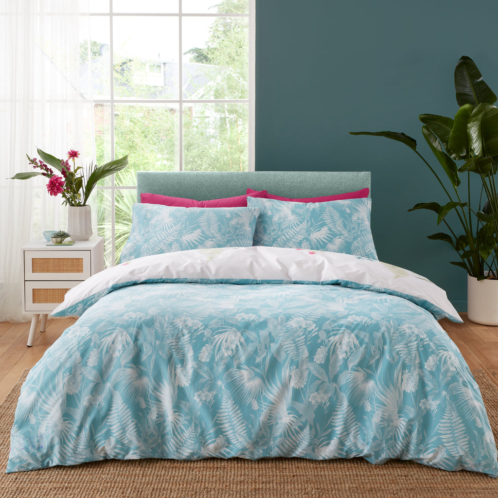 Catherine Lansfield Aruba Tropical Floral Green Duvet Set