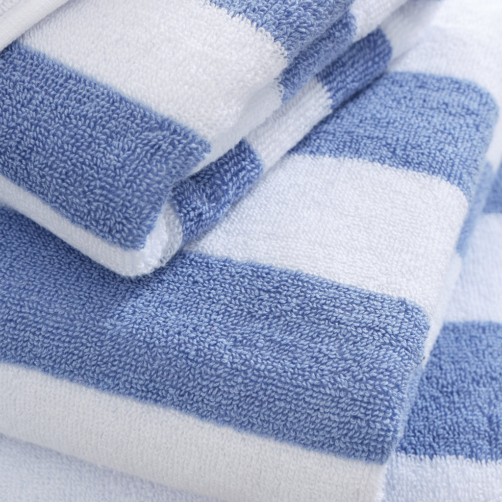 Bianca Reversible Stripe Jacquard 100% Pure Cotton 600gsm Blue Towels