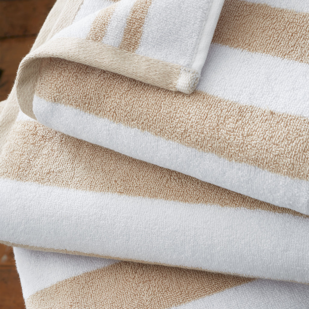 Bianca Reversible Stripe Jacquard 100% Pure Cotton 600gsm Natural Towels