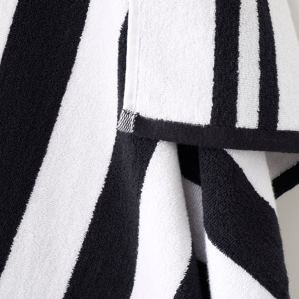 Bianca Reversible Stripe Jacquard 100% Pure Cotton 600gsm Black Towels