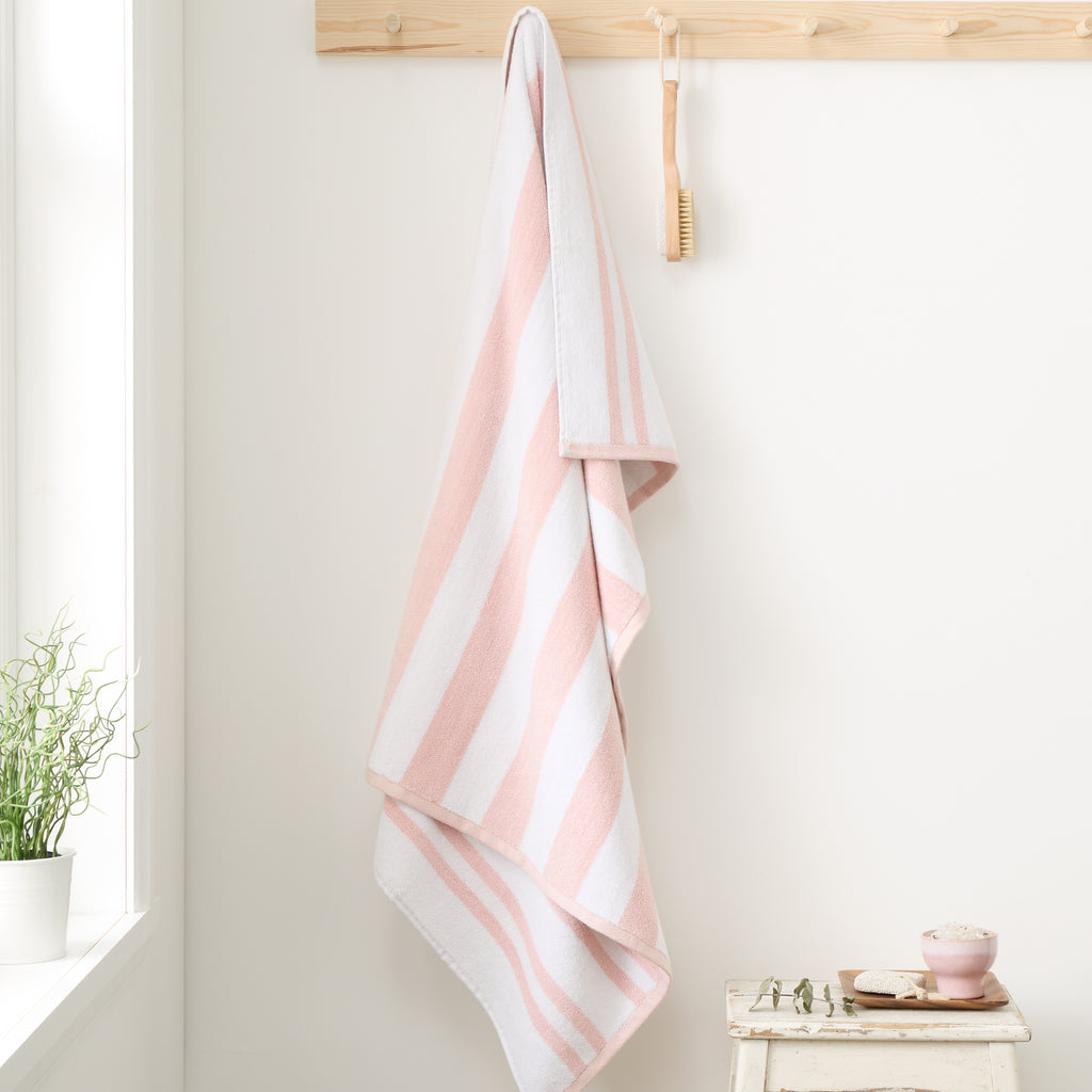 Bianca Reversible Stripe Jacquard 100% Pure Cotton 600gsm Blush Towels