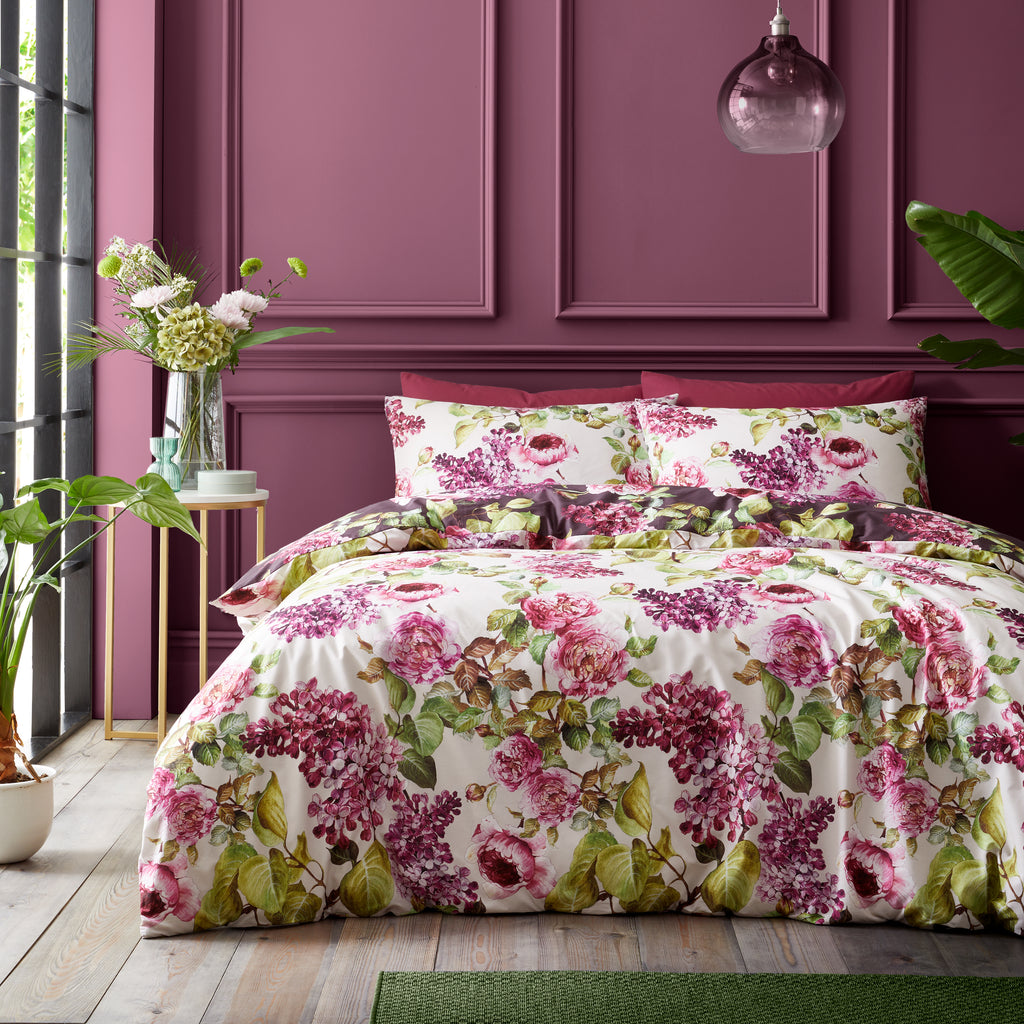 Royal Horticultural Society Pia Floral Plum Duvet Set
