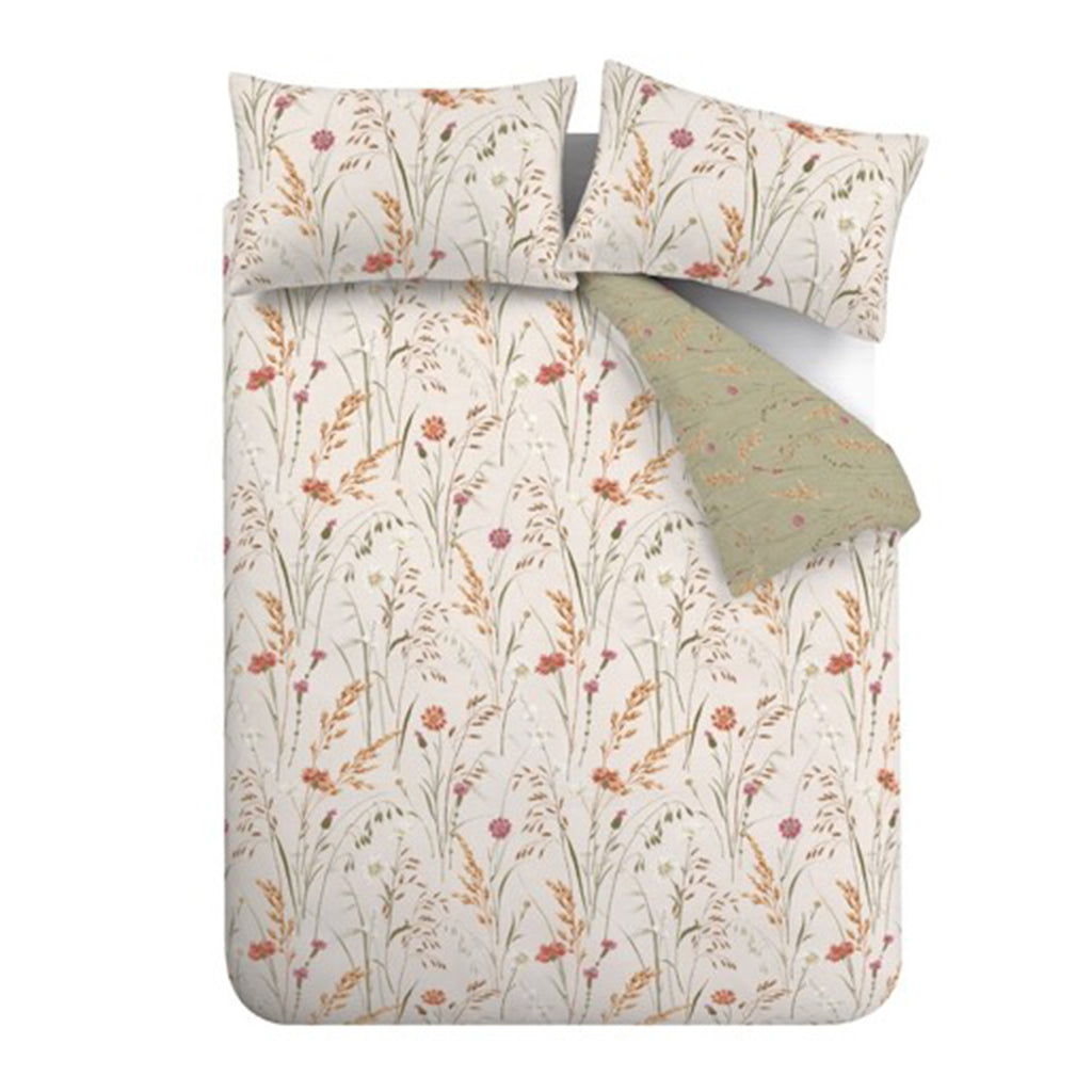 Catherine Lansfield Brushed Grasmere Floral Green 100% Brushed Cotton Duvet Set
