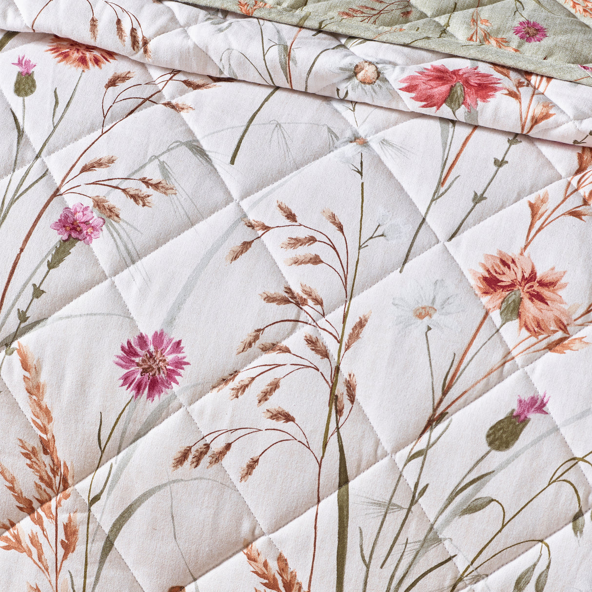 Catherine Lansfield Brushed Grasmere Floral Green 100% Brushed Cotton Duvet Set