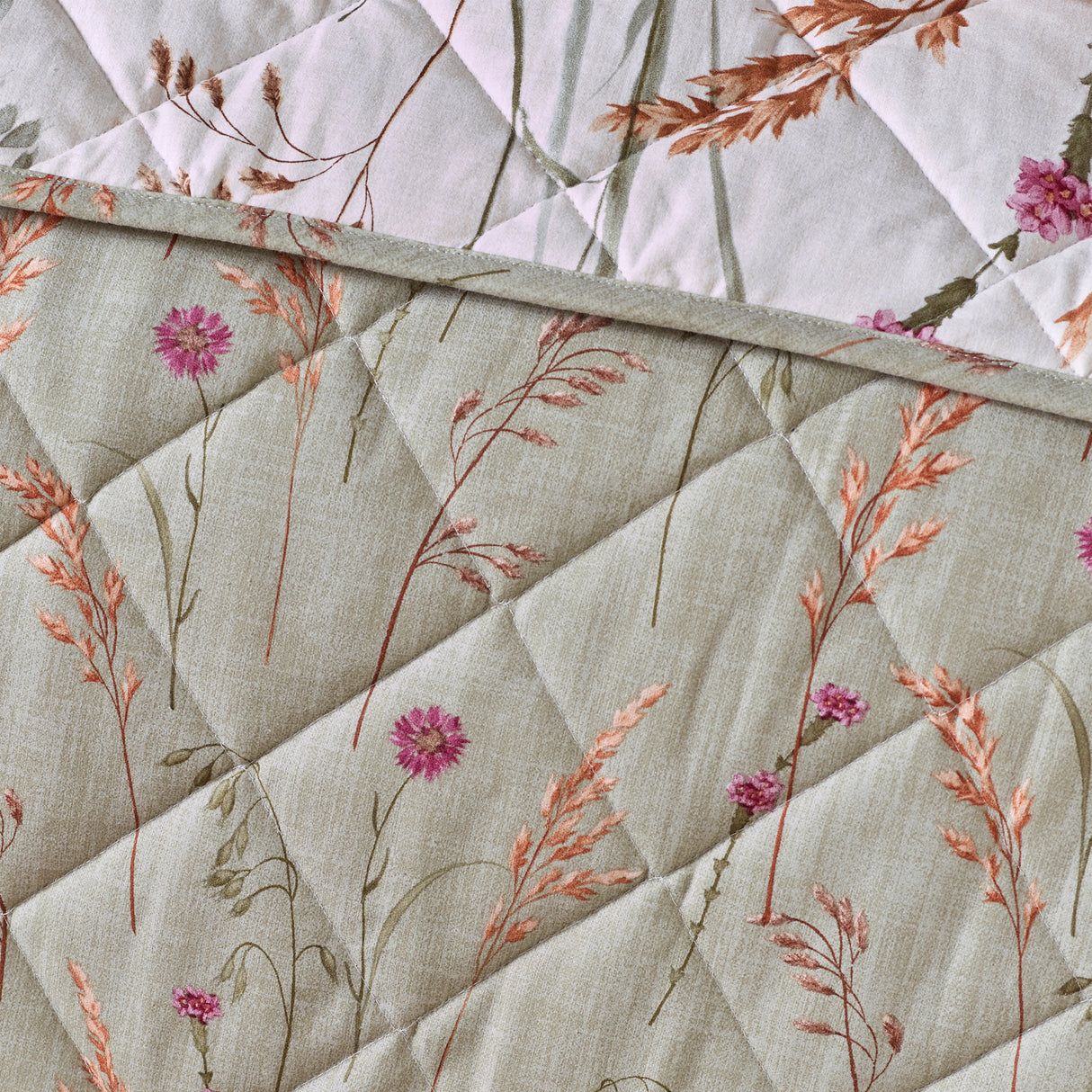Catherine Lansfield Brushed Grasmere Floral Green 100% Brushed Cotton Duvet Set