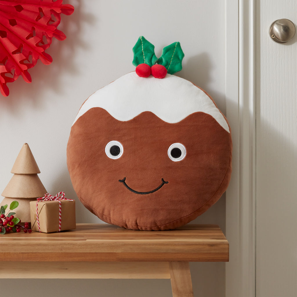 Catherine Lansfield Christmas Pudding Brown 3D Cushion