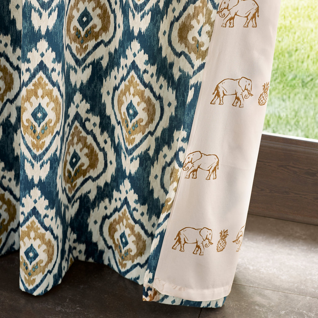 Pineapple Elephant Suri Eyelet Lined Curtains