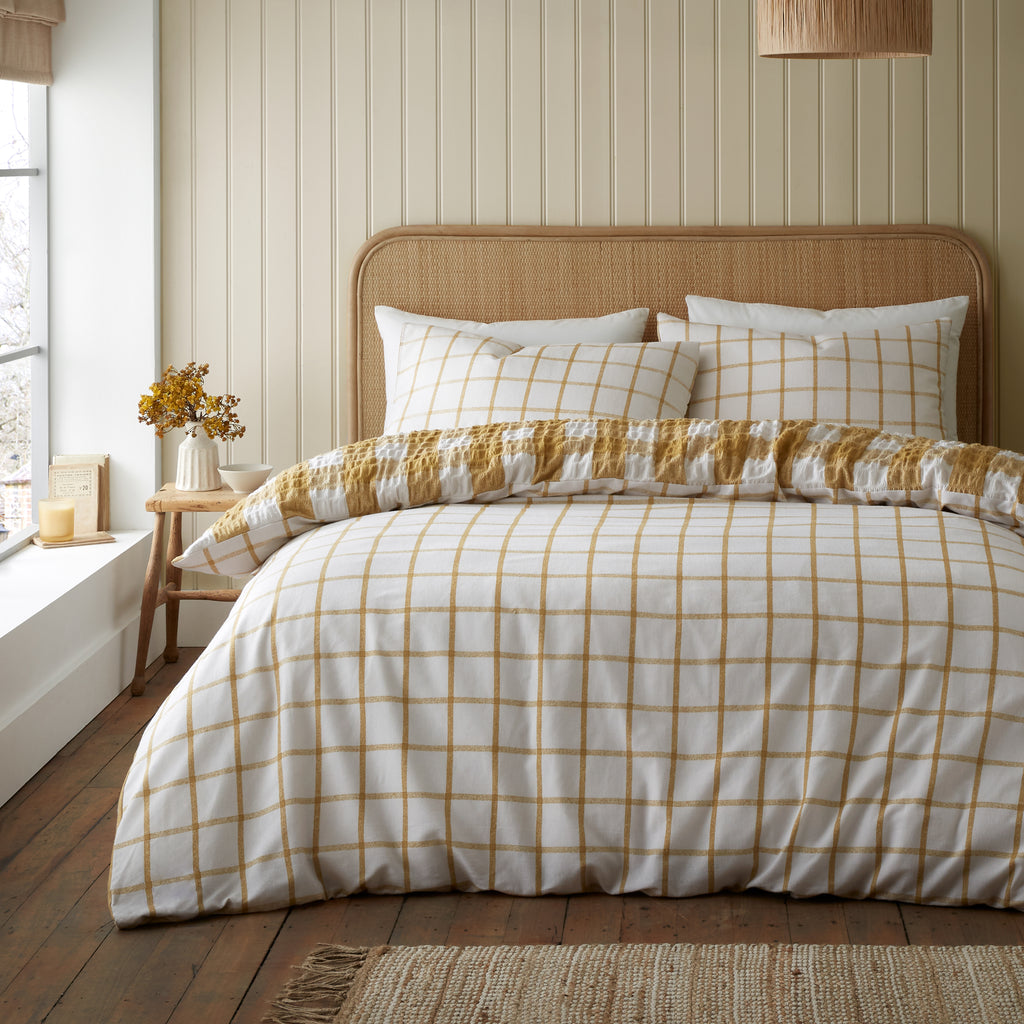 Catherine Lansfield Brushed Seersucker Gingham Duvet Set