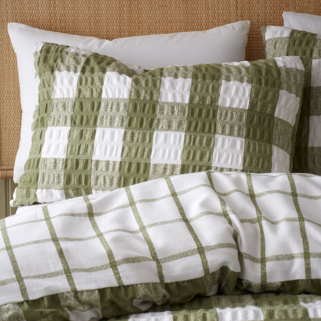 Catherine Lansfield Brushed Seersucker Gingham Duvet Set