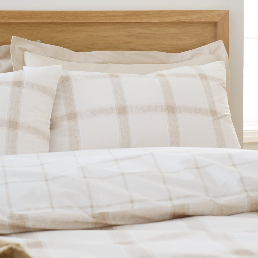 Bianca Oxton Check Natural Duvet Set