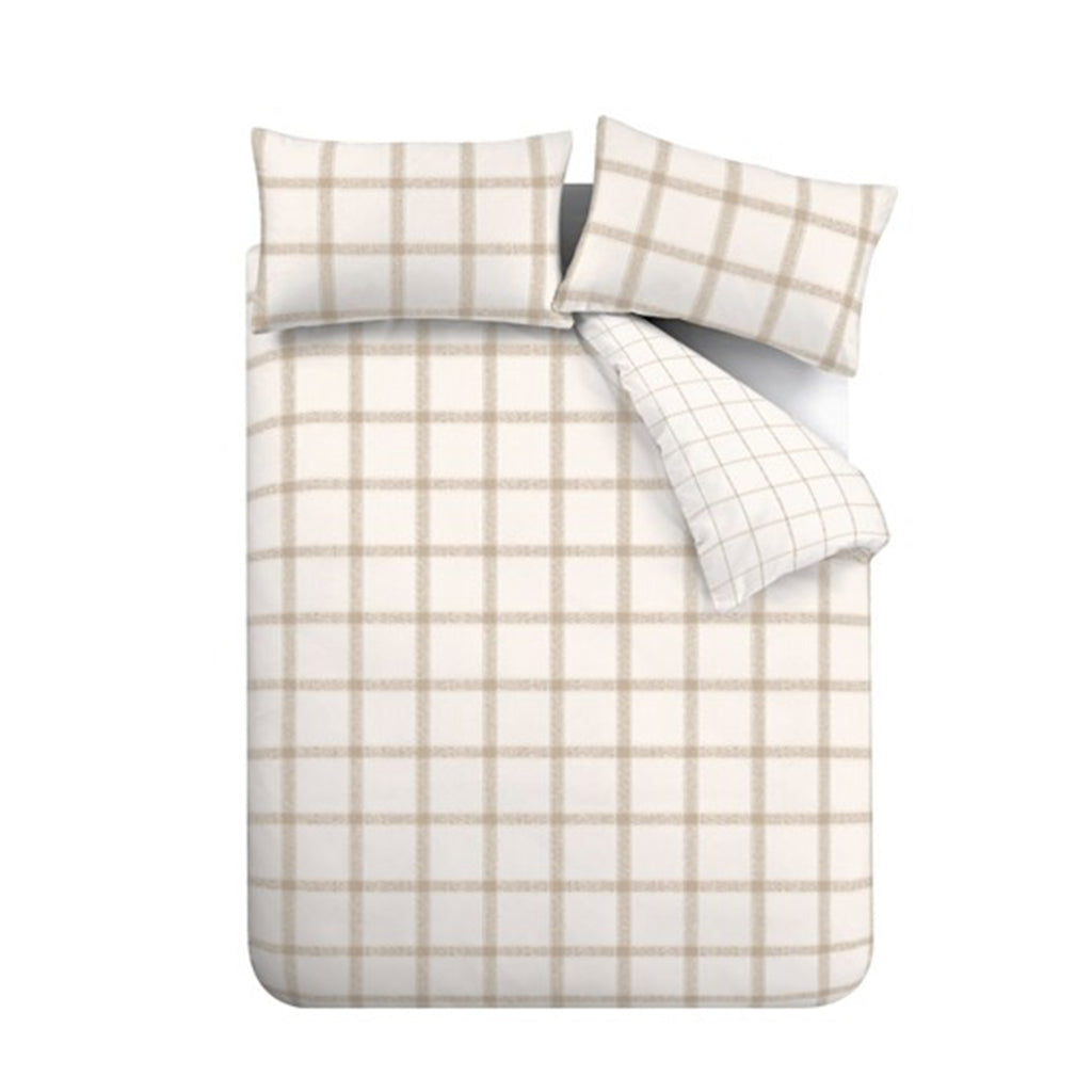 Bianca Oxton Check Natural Duvet Set