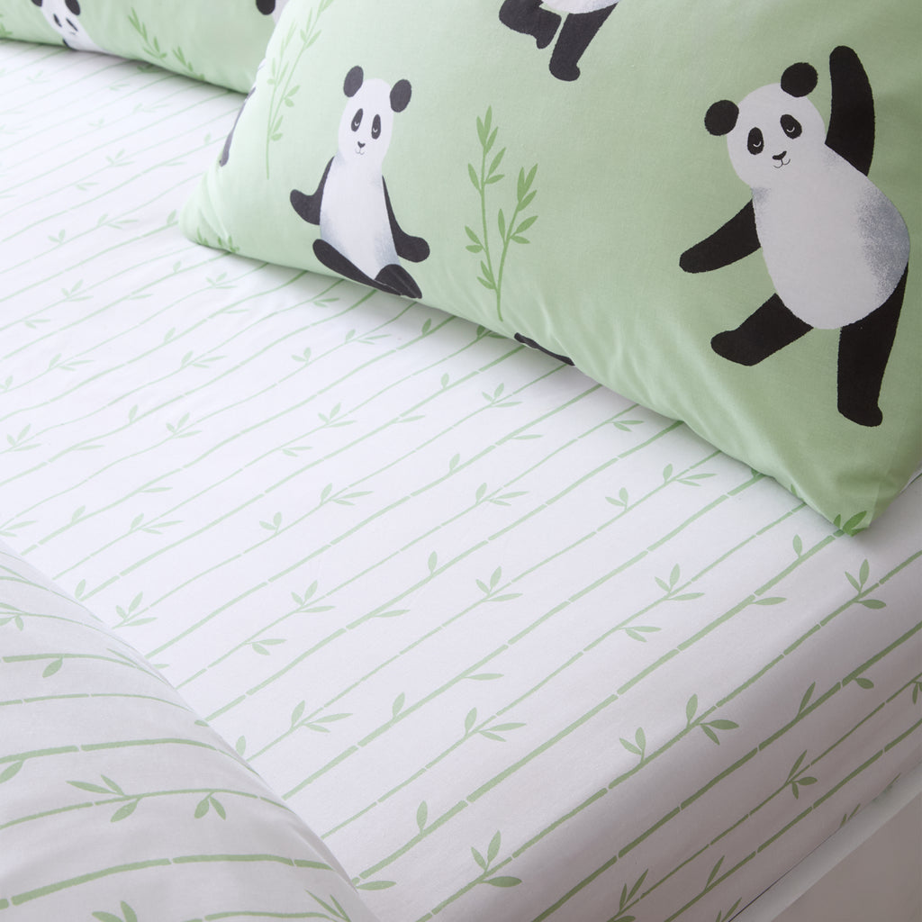 Catherine Lansfield Kids Panda Paws Green Duvet Set