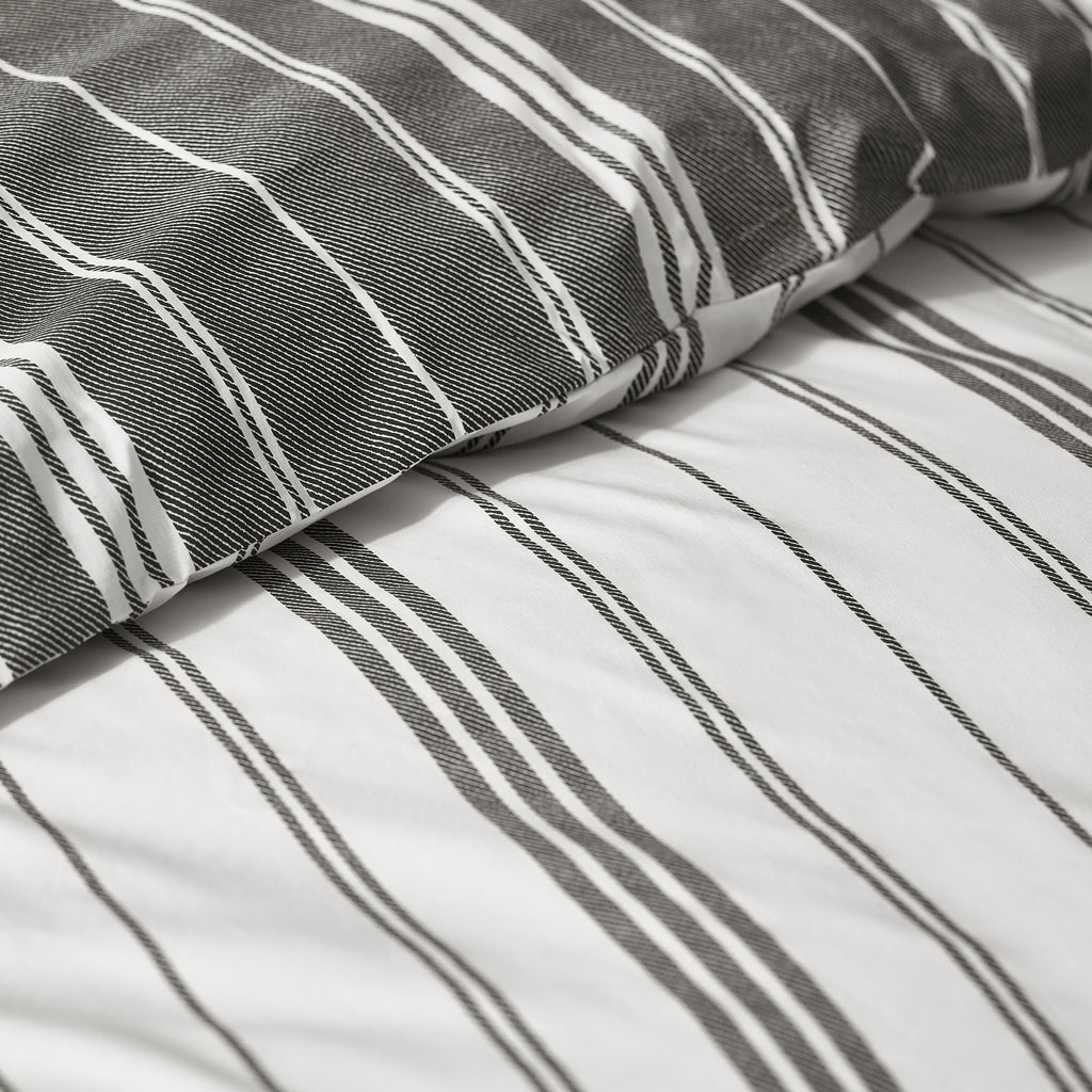 Catherine Lansfield Harbour Stripe Black Duvet Set