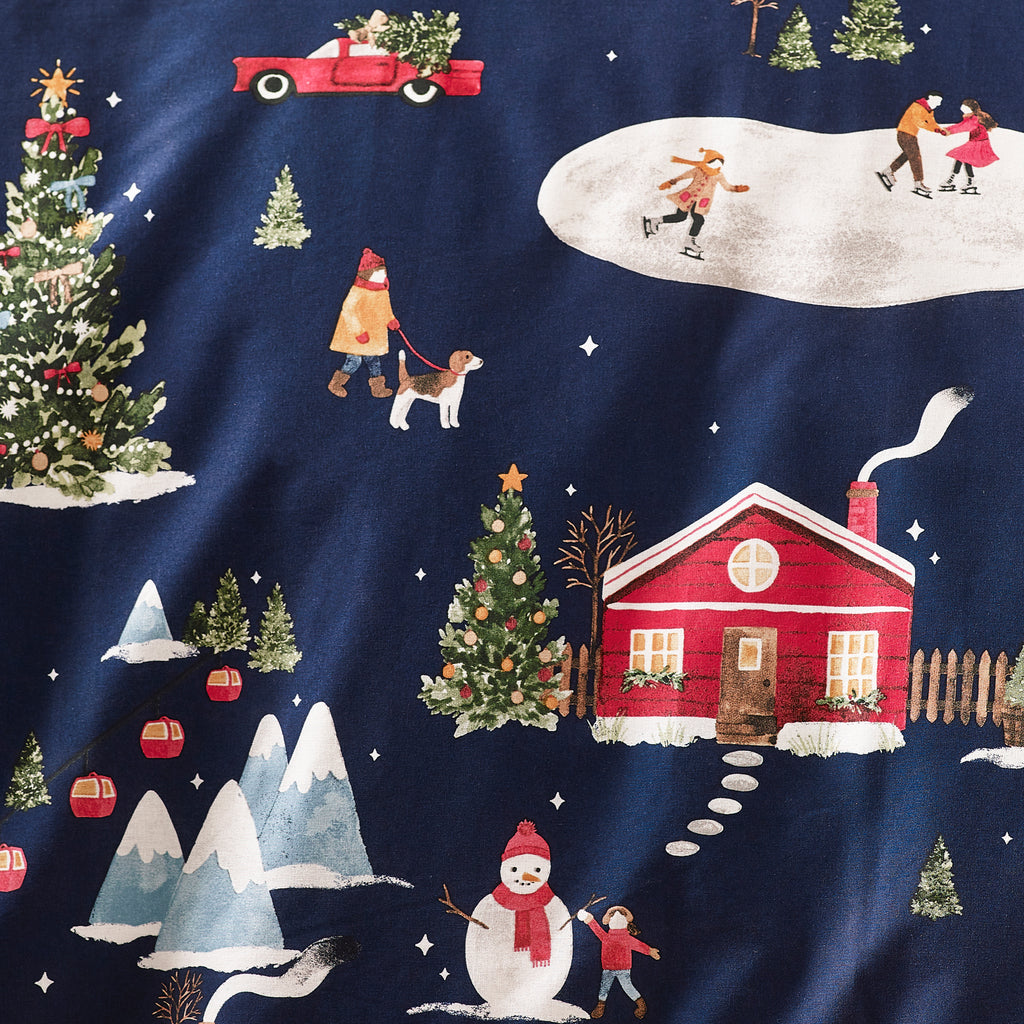 Catherine Lansfield Christmas Ski Village Blue Duvet Set