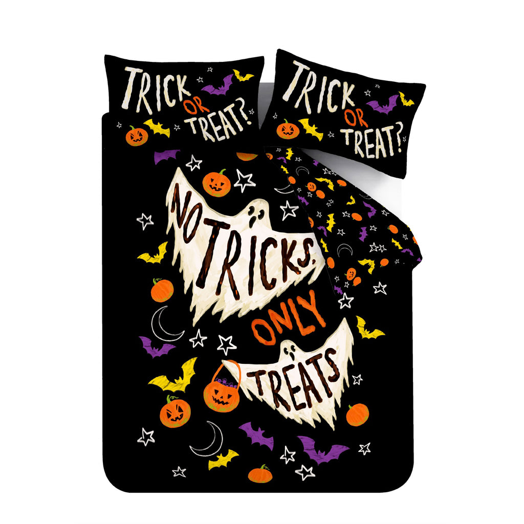Catherine Lansfield Halloween Trick or Treat Black Duvet Set