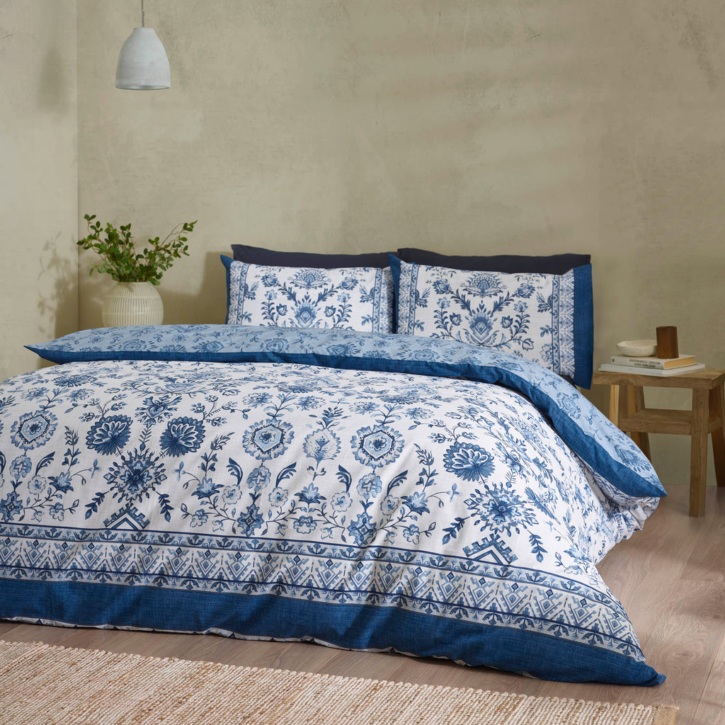 Catherine Lansfield Zoukara Blue Duvet Set