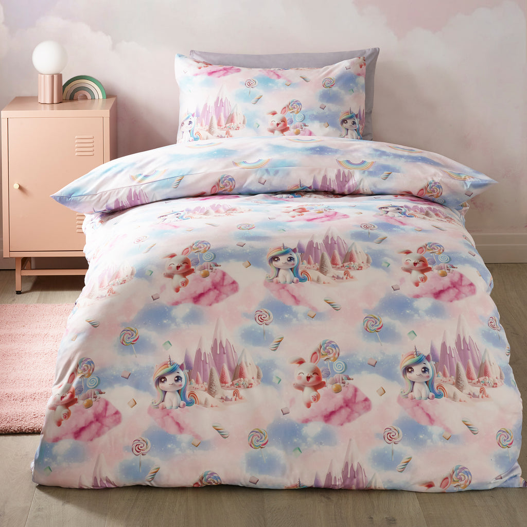 Catherine Lansfield Kids Candy Unicorn Pink Duvet Set