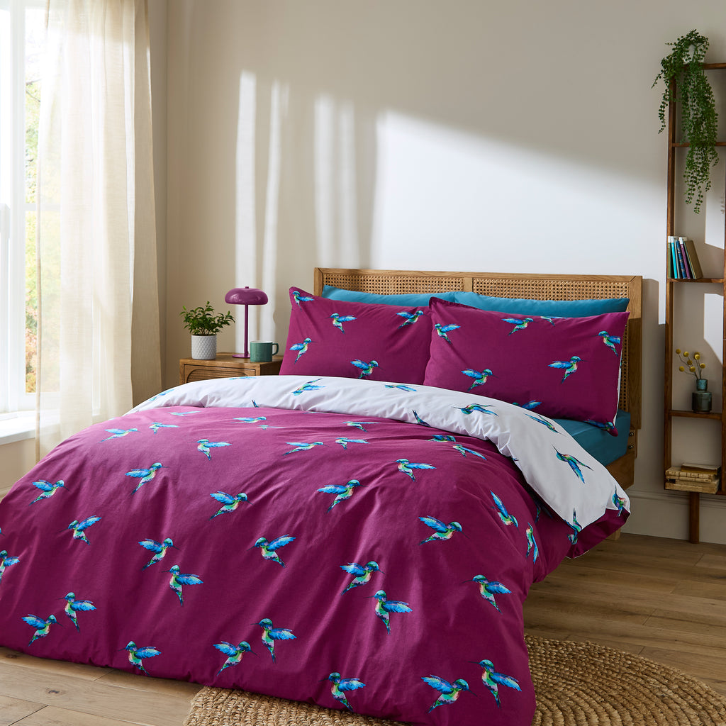 Their Nibs Hummingbird Plum Duvet Set