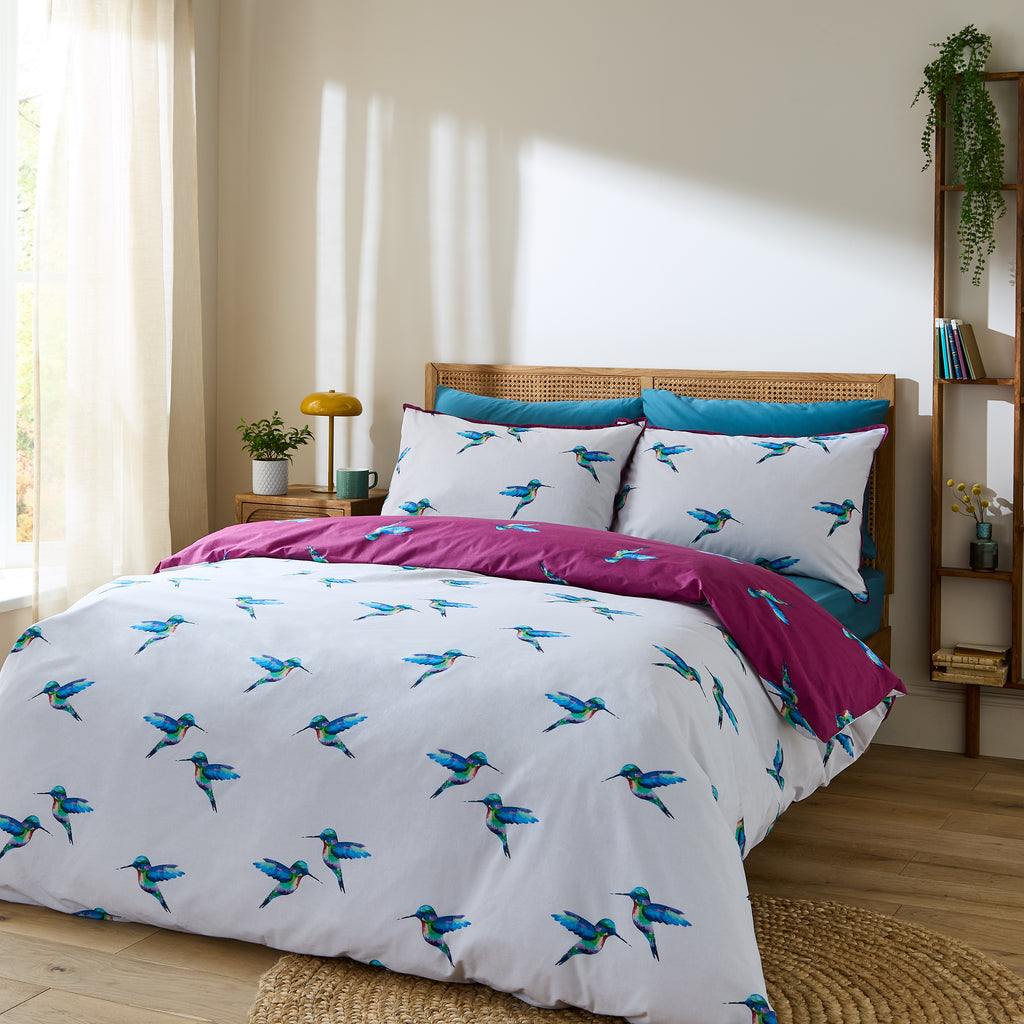 Their Nibs Hummingbird Plum Duvet Set