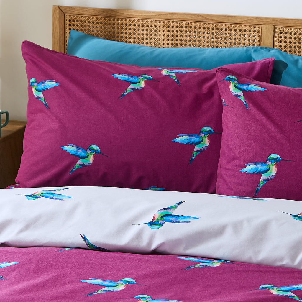 Their Nibs Hummingbird Plum Duvet Set
