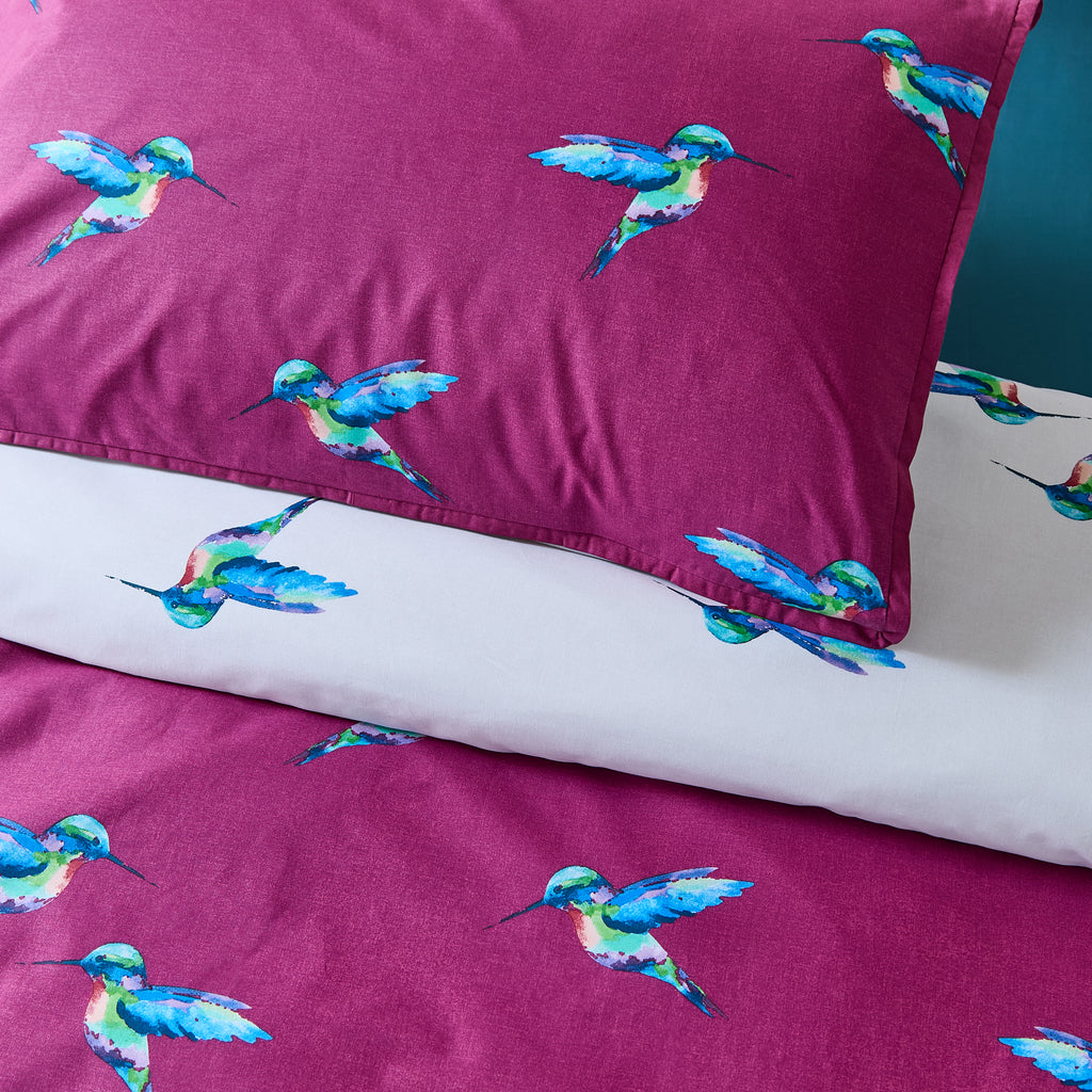Their Nibs Hummingbird Plum Duvet Set