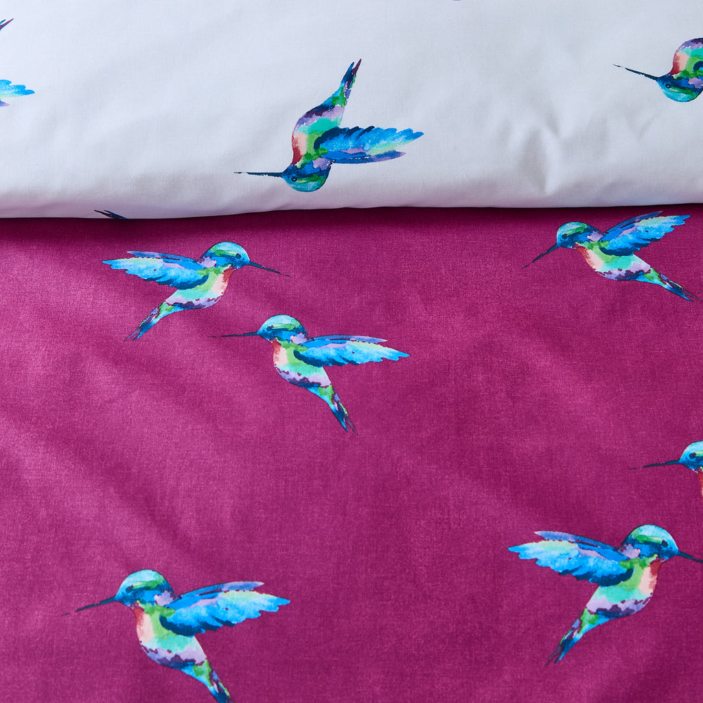 Their Nibs Hummingbird Plum Duvet Set