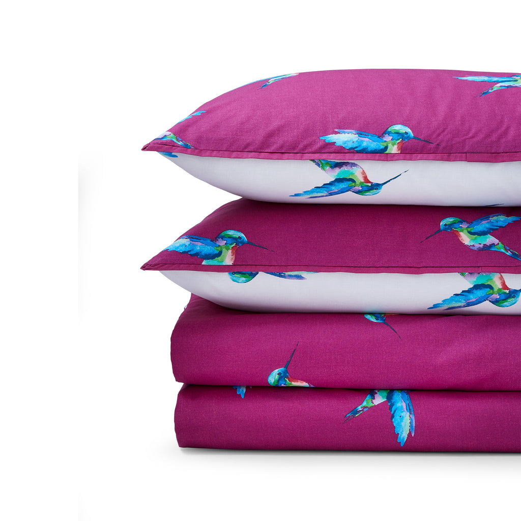 Their Nibs Hummingbird Plum Duvet Set