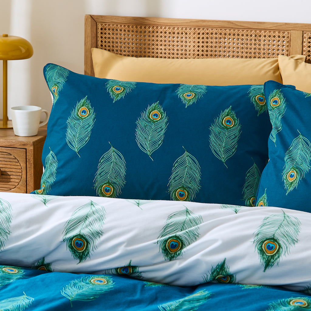 Their Nibs Peacock Feather Teal Duvet Set
