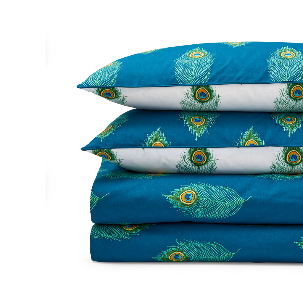 Their Nibs Peacock Feather Teal Duvet Set