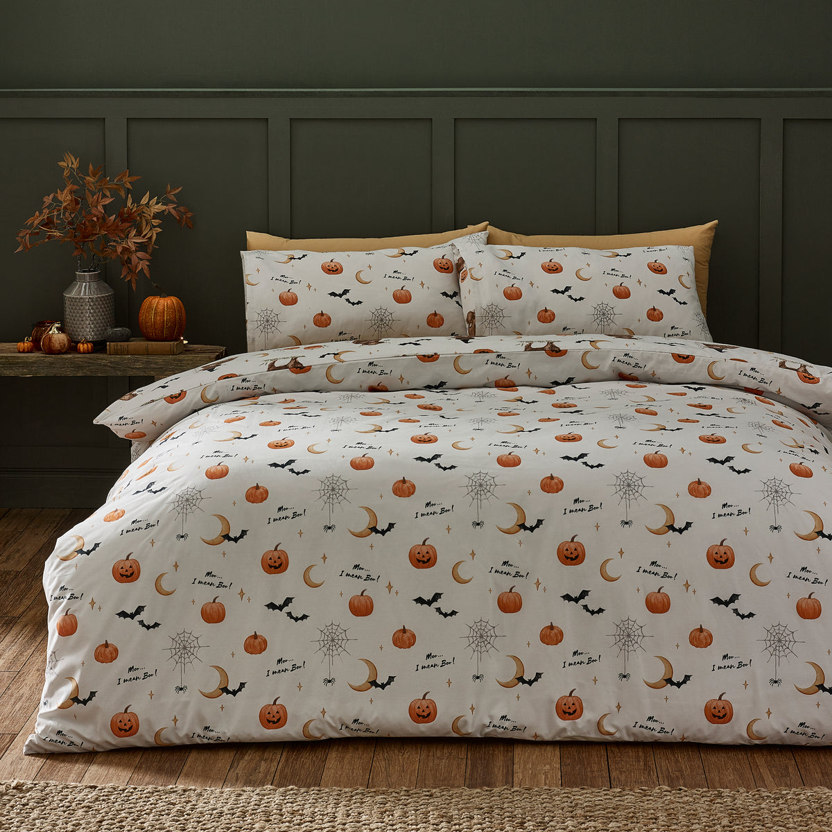 Catherine Lansfield Halloween Highland Cow Natural Duvet Set